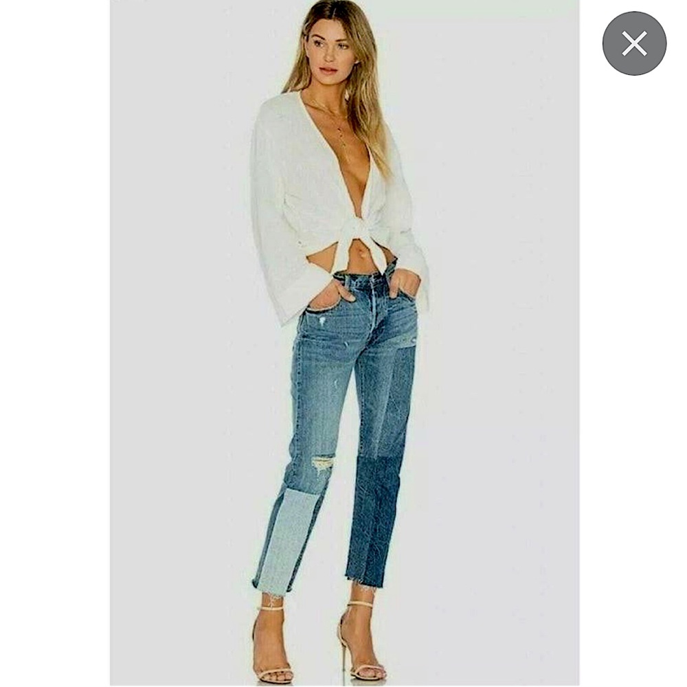 Levis 501 Patchwork Raw Hem Jeans - image 1